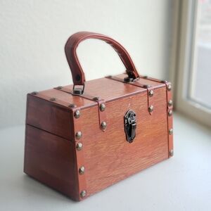 Vintage 1950s Roger Van S Wooden Caption Chesr Handbag Purse Made in Japan #3